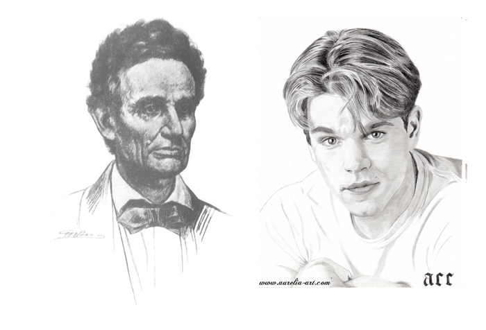 سمت راست: مت دیمون. سمت چپ: آبراهام لینکلن